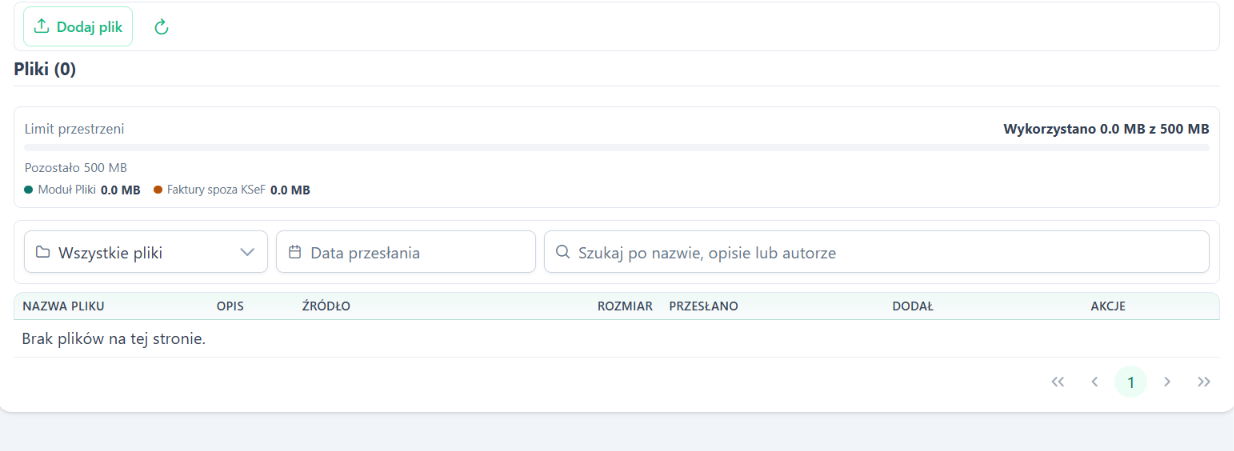 Moduł Pliki w Multiflow: dodawanie plików, wyszukiwanie, filtry i wykorzystanie przestrzeni